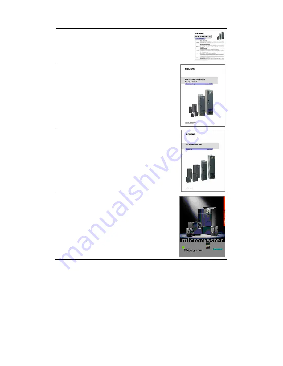 Siemens MICROMASTER 430 Operating Instructions Manual Download Page 3