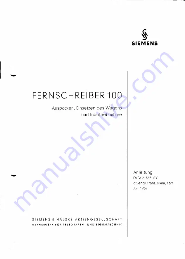 Siemens multiranger 100 Manual Download Page 1