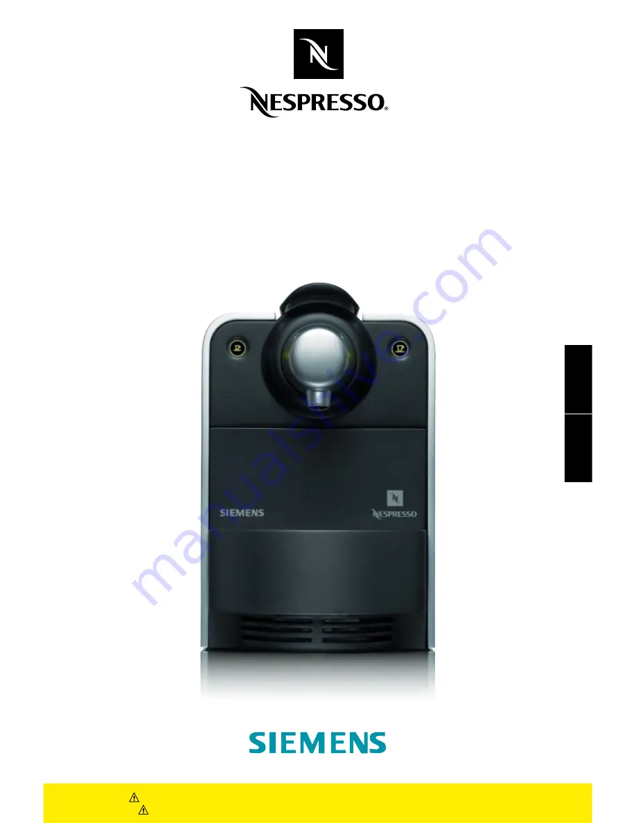 Siemens Nespresso ESSENZA AUTOMATIC SN30 Instructions Manual Download Page 1