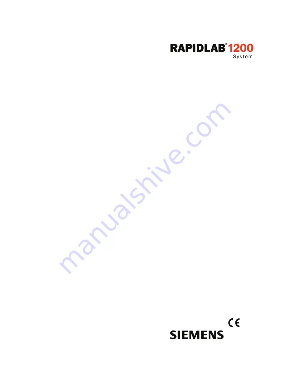 Siemens Rapidlab 1200 Operator'S Manual Download Page 1