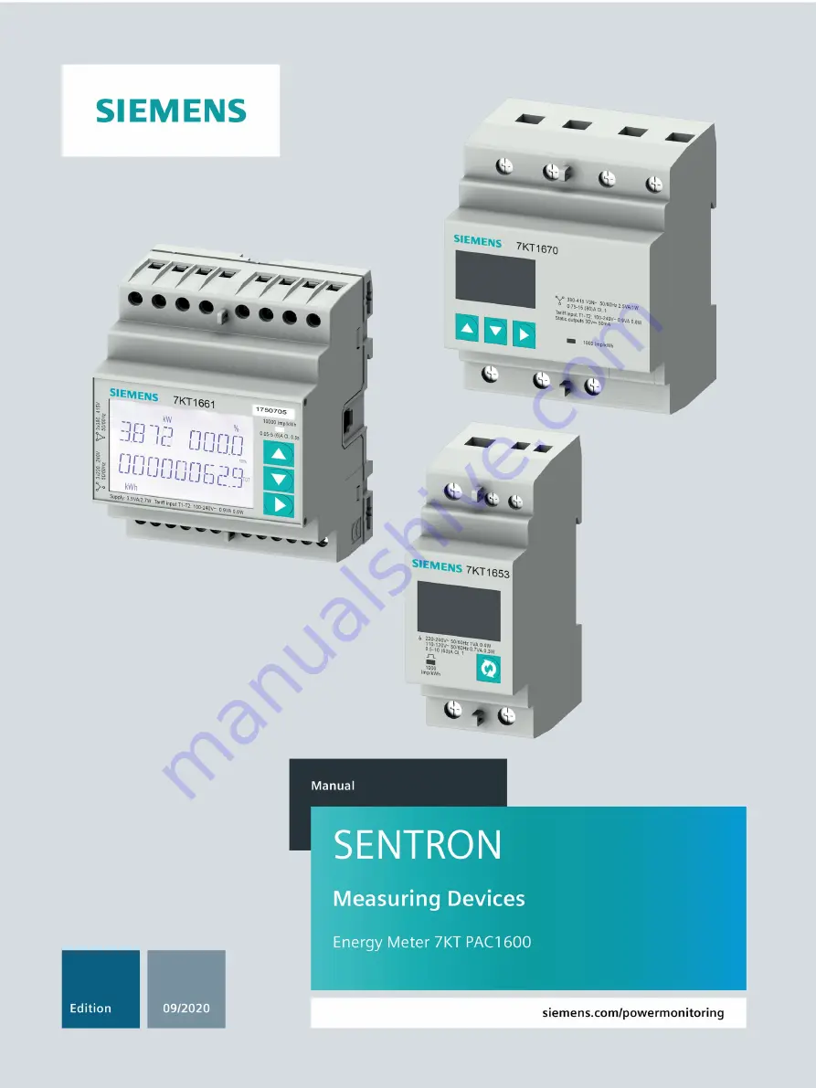 Siemens Sentron 7KT PAC 1600 Equipment Manual Download Page 1