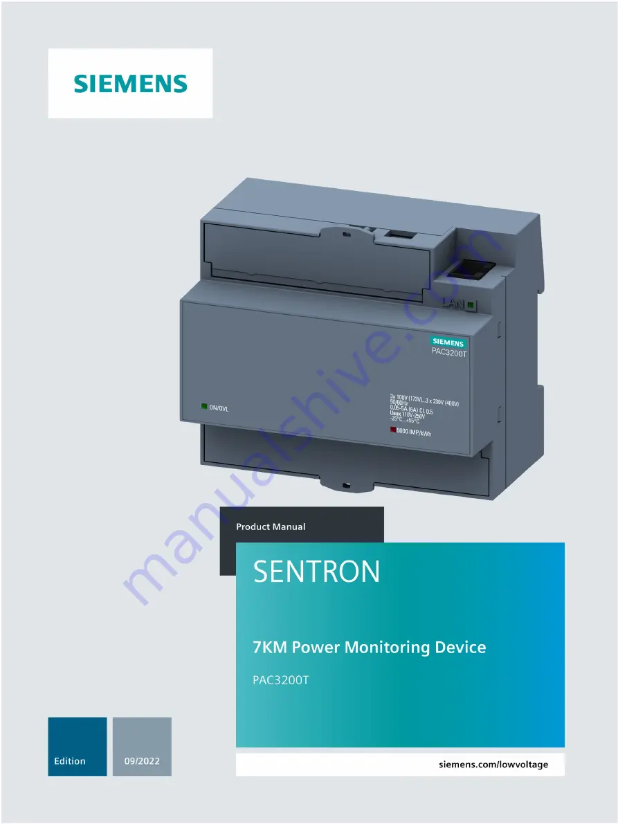 Siemens SENTRON PAC3200T Product Manual Download Page 1