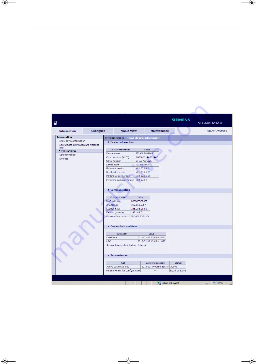 Siemens SICAM MMU 7KG9663 Device Manual Download Page 81