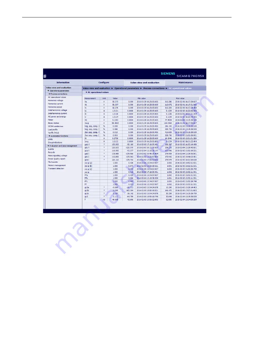 Siemens SICAM Q100 Device Manual Download Page 222