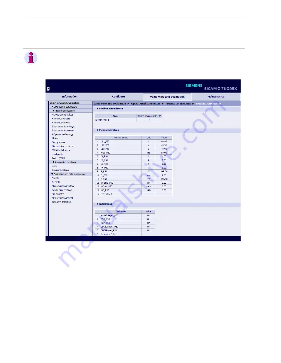 Siemens SICAM Q100 Device Manual Download Page 228