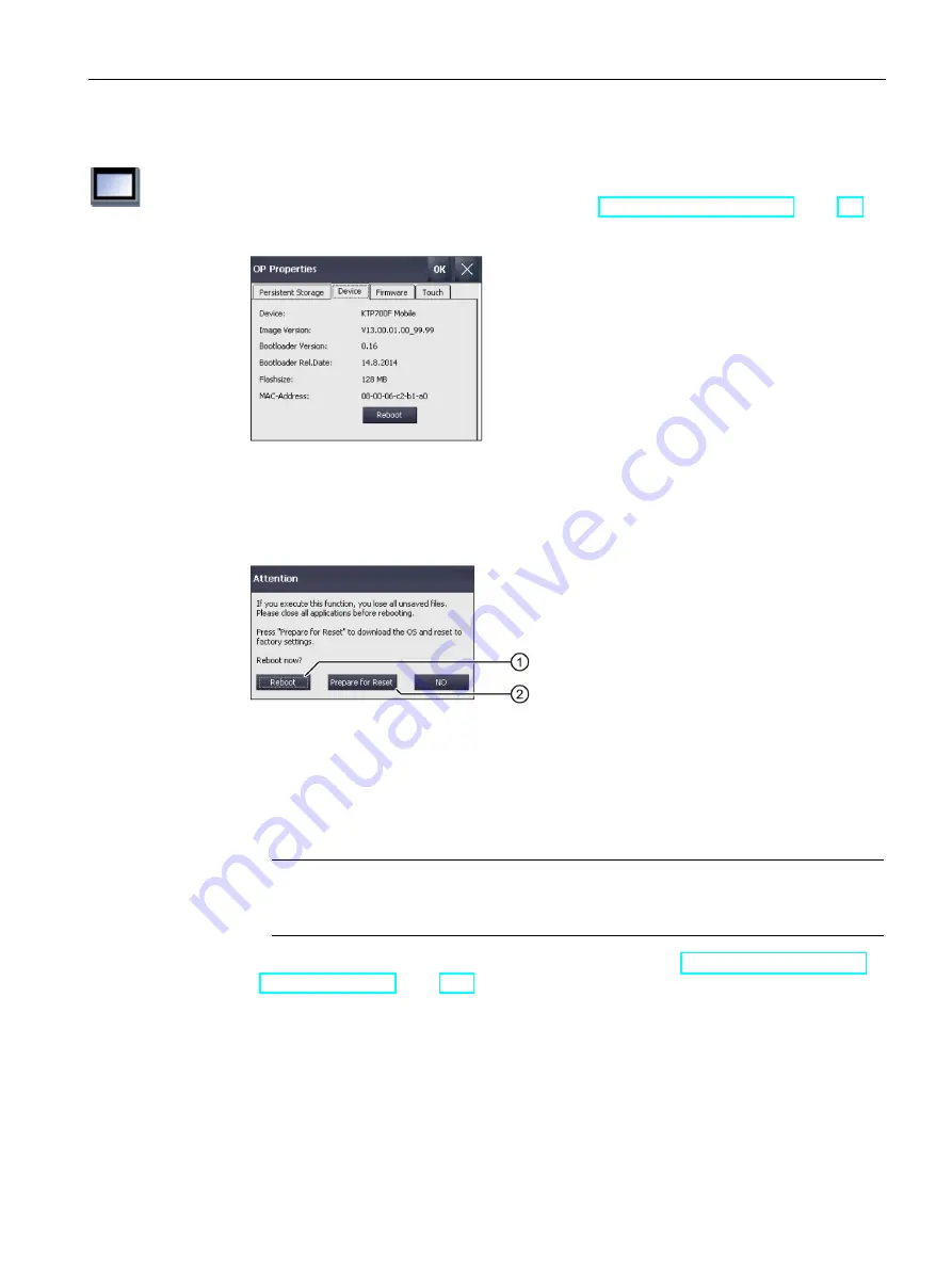 Siemens SIMATIC HMI TP1000F Mobile RO Operating Instructions Manual Download Page 87