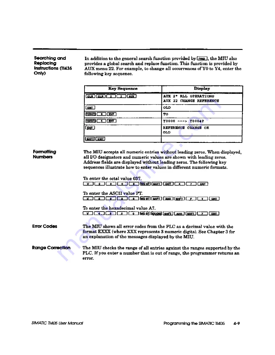 Siemens Simatic TI405 User Manual Download Page 144