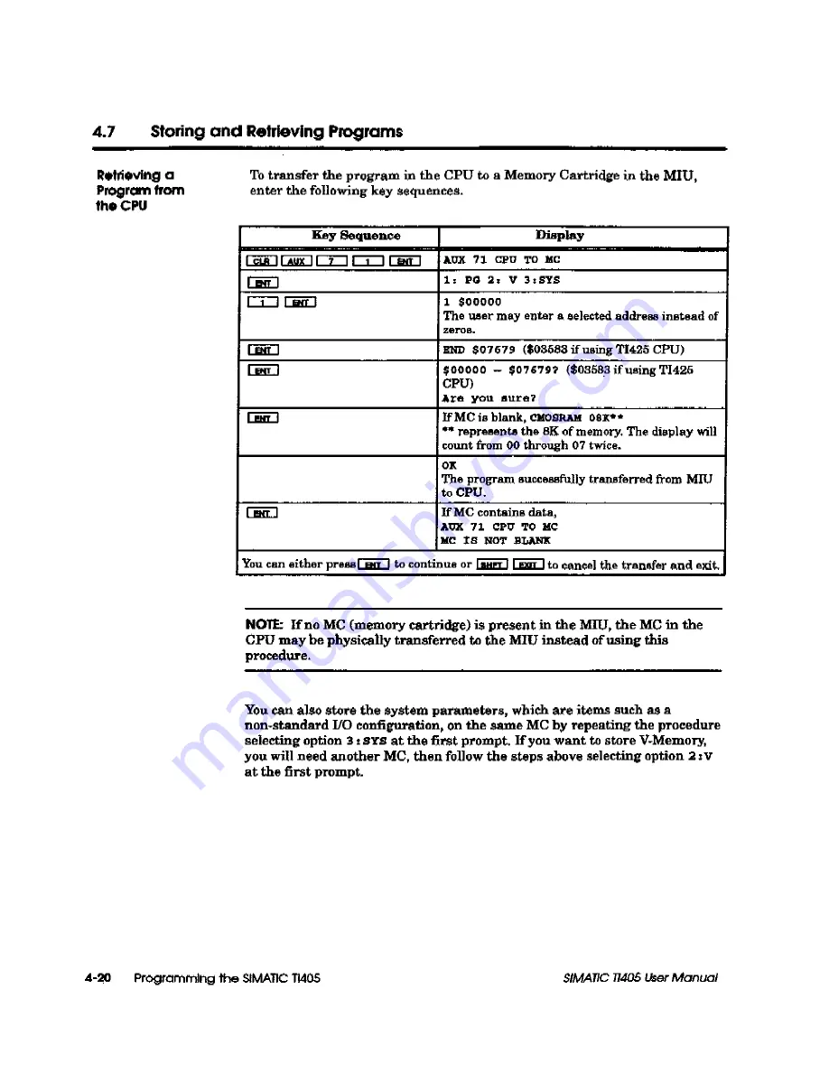 Siemens Simatic TI405 User Manual Download Page 155