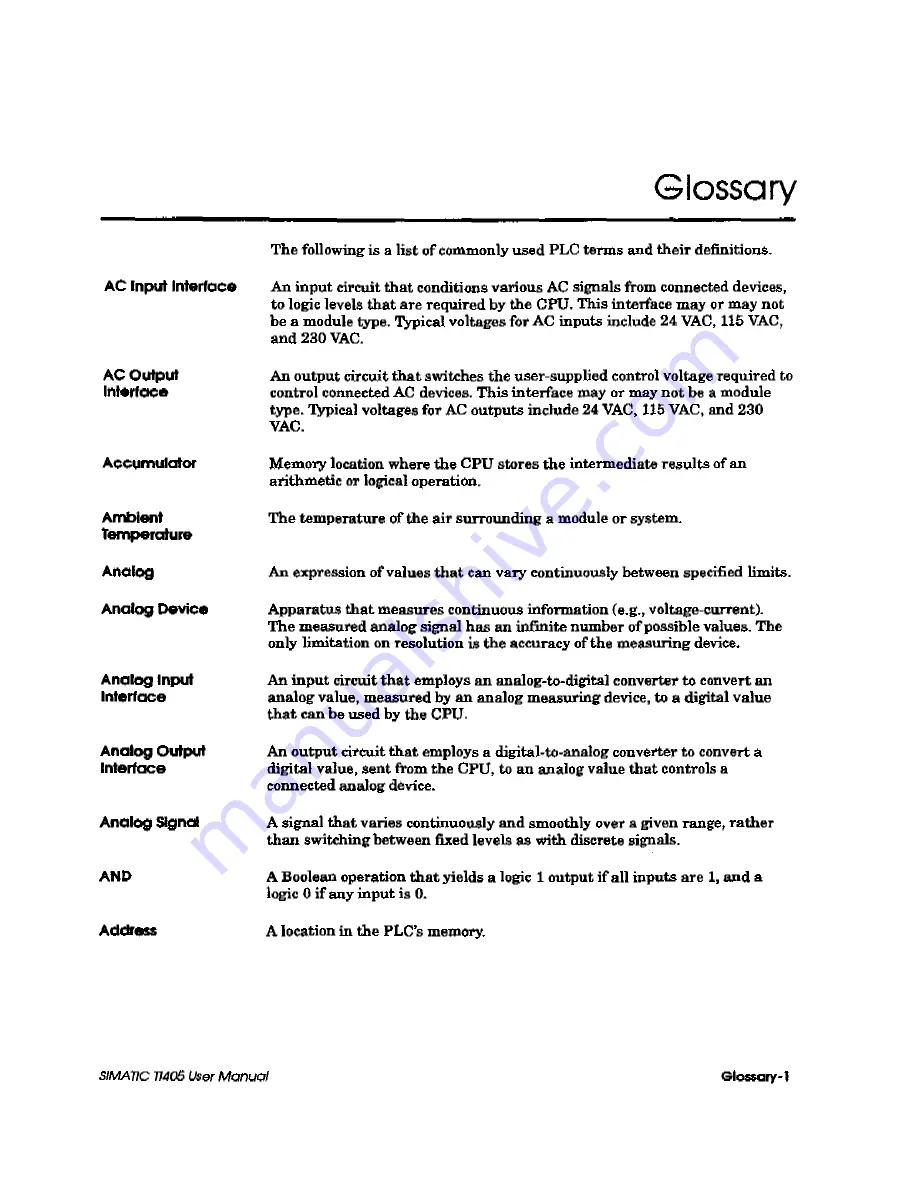 Siemens Simatic TI405 User Manual Download Page 452