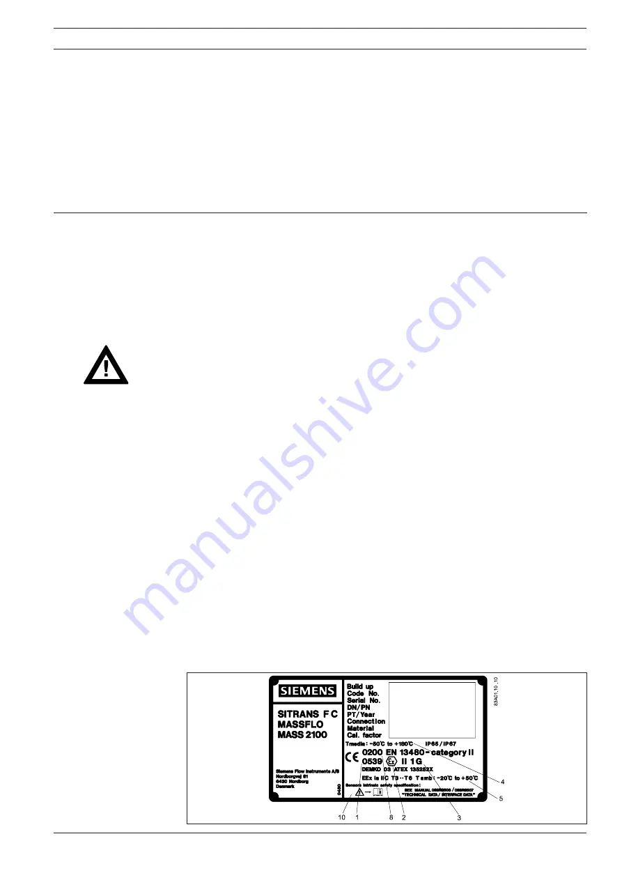 Siemens SITRANS F C MASSFLO MASS 2100 Instructions Manual Download Page 9