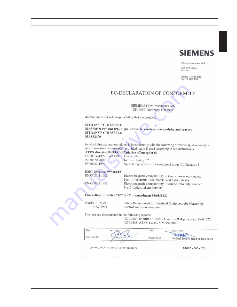 Siemens SITRANS F C MASSFLO MASS 2100 Operating Manual Download Page 29