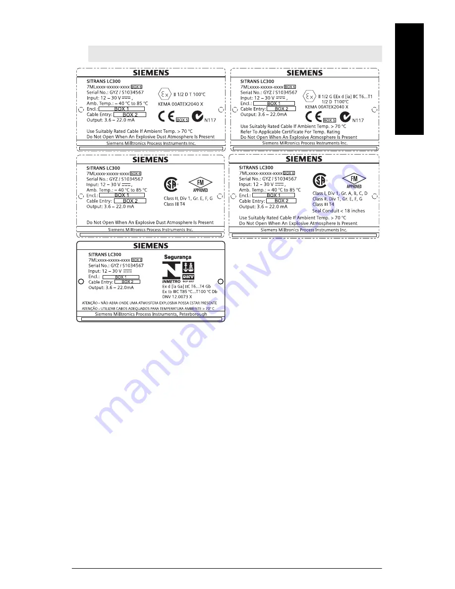 Siemens sitrans lc 300 Quick Start Manual Download Page 59