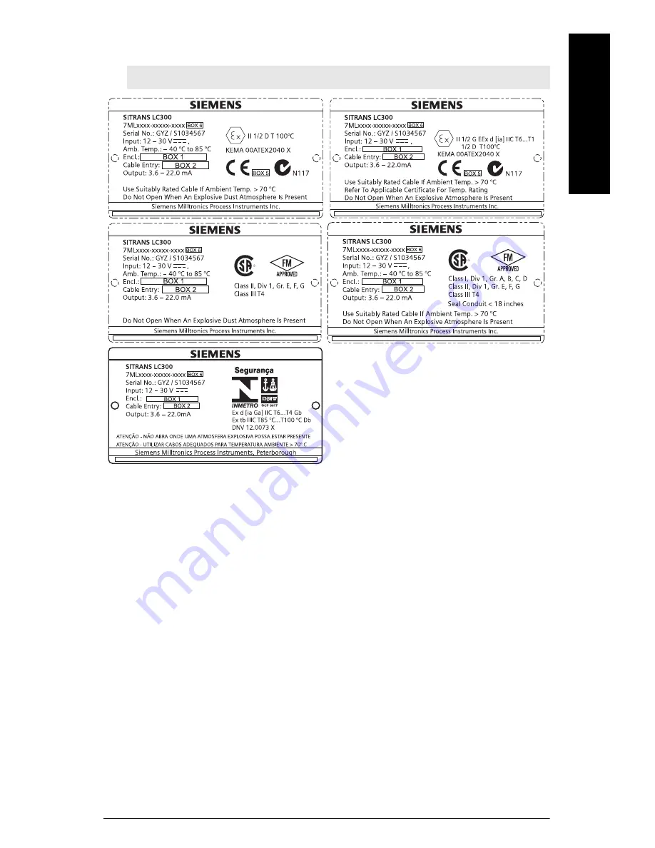 Siemens sitrans lc 300 Quick Start Manual Download Page 109