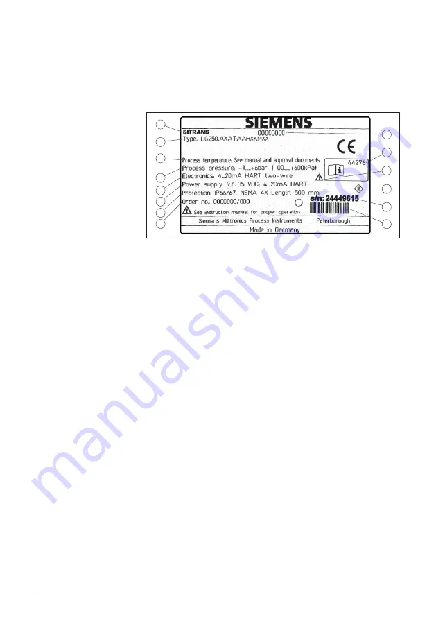 Siemens SITRANS LG240 Operating Instructions Manual Download Page 8