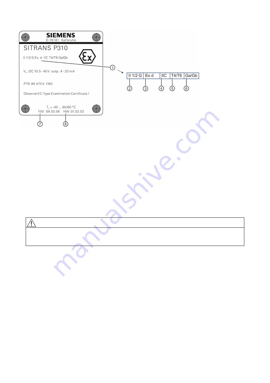 Siemens SITRANS P310 with HART Compact Operating Instructions Download Page 207