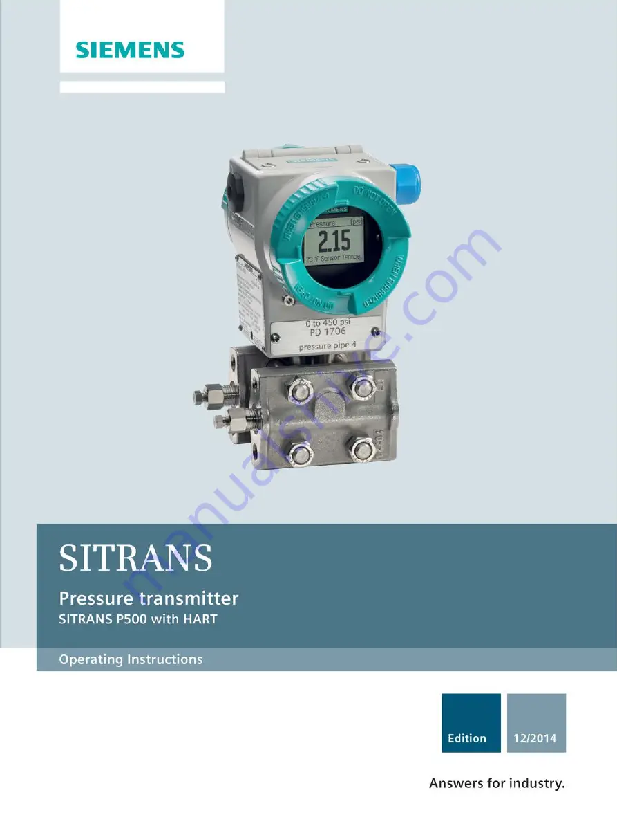 Siemens SITRANS P500 Operating Instructions Manual Download Page 1