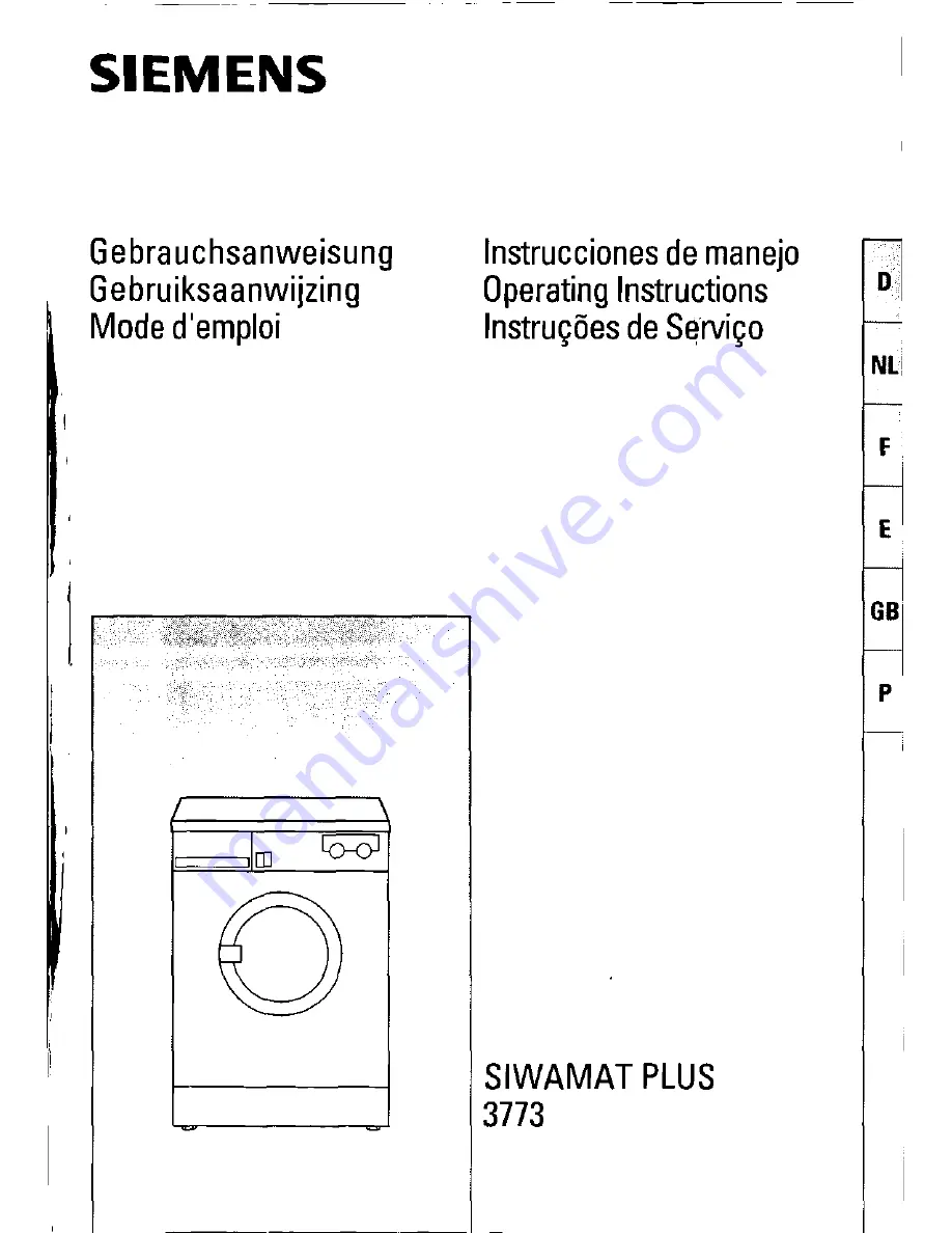 Siemens SIWAMAT PLUS 3773 Operating Instructions Manual Download Page 1