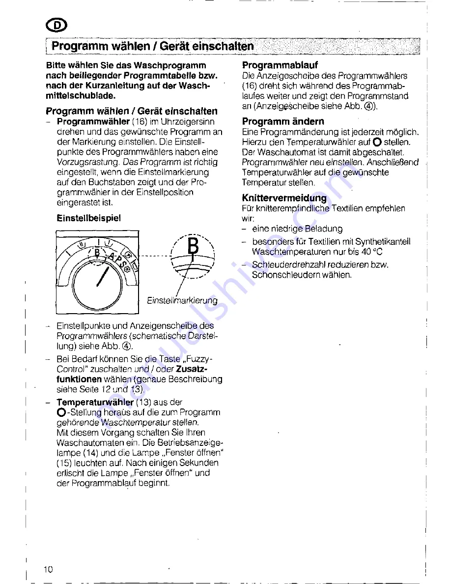 Siemens SIWAMAT PLUS 3773 Operating Instructions Manual Download Page 10