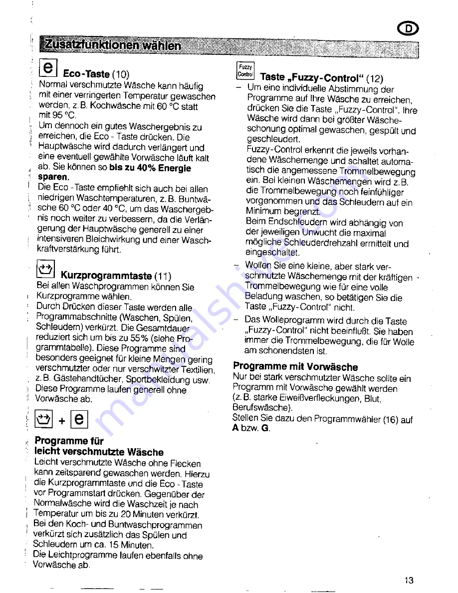 Siemens SIWAMAT PLUS 3773 Operating Instructions Manual Download Page 13