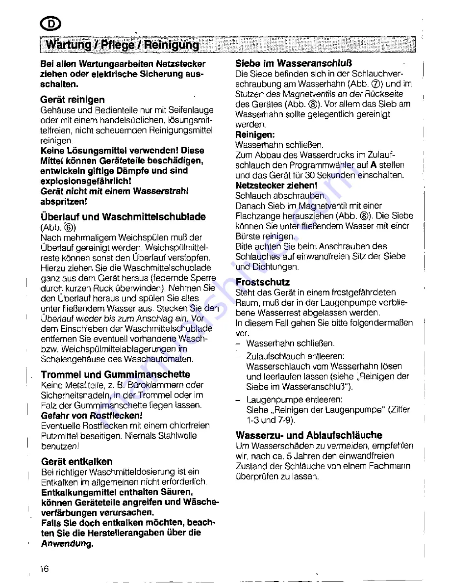 Siemens SIWAMAT PLUS 3773 Operating Instructions Manual Download Page 16