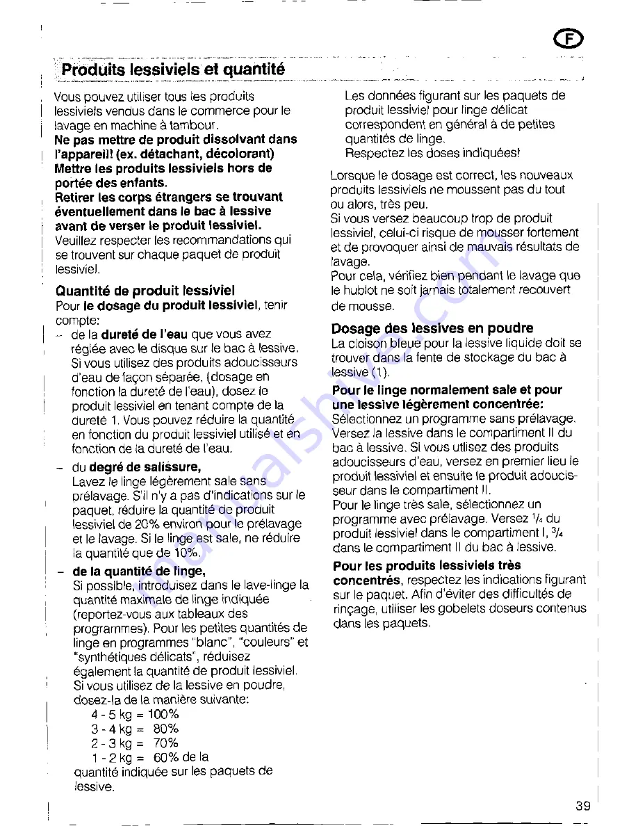 Siemens SIWAMAT PLUS 3773 Operating Instructions Manual Download Page 39