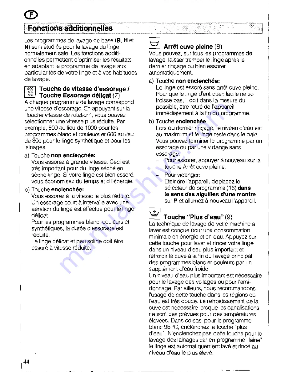 Siemens SIWAMAT PLUS 3773 Operating Instructions Manual Download Page 44