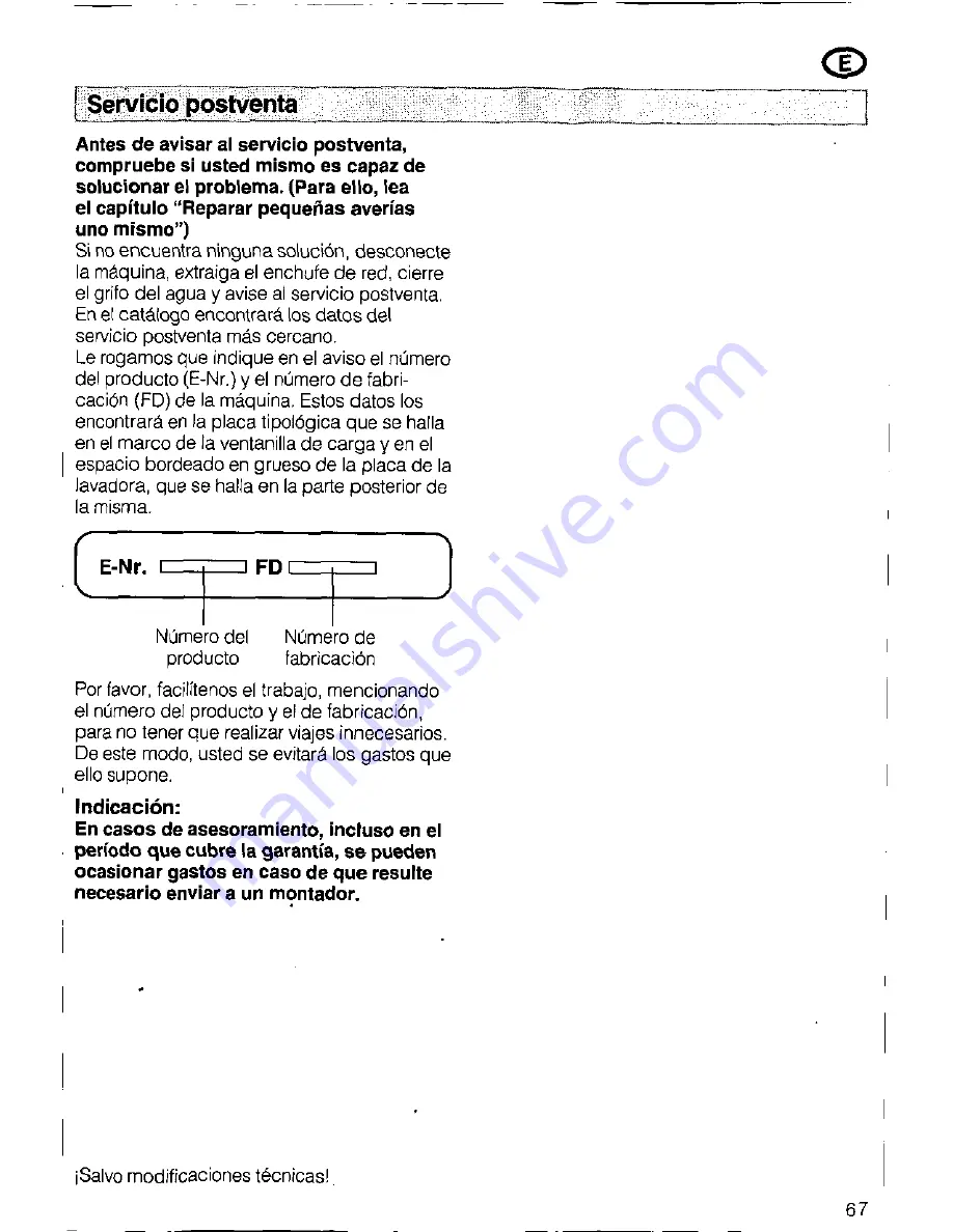 Siemens SIWAMAT PLUS 3773 Operating Instructions Manual Download Page 67