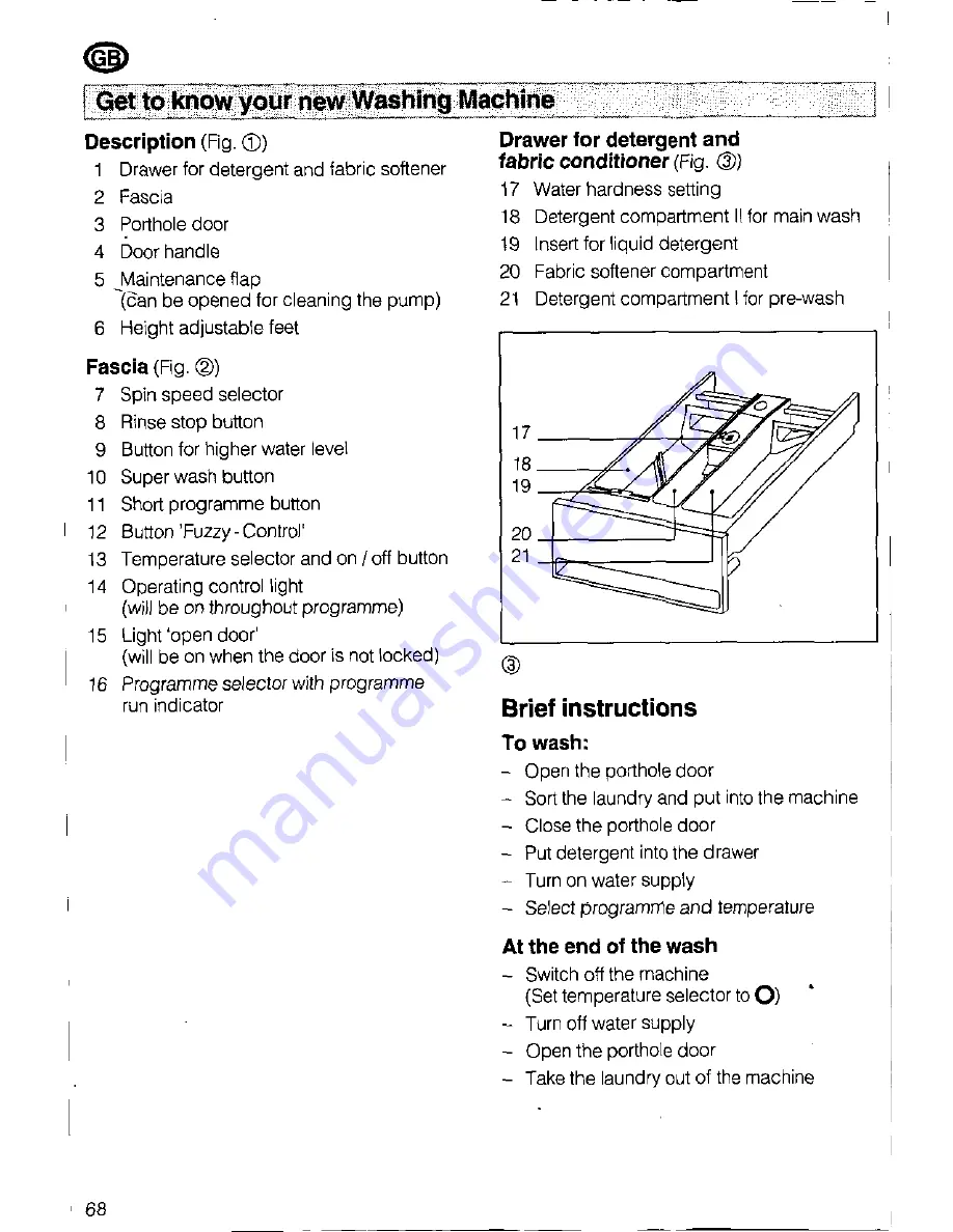 Siemens SIWAMAT PLUS 3773 Operating Instructions Manual Download Page 68