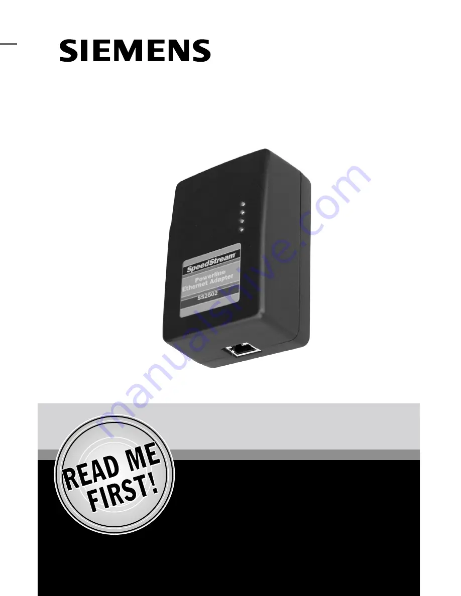 Siemens SpeedStream 2502 Quick Start Manual Download Page 1