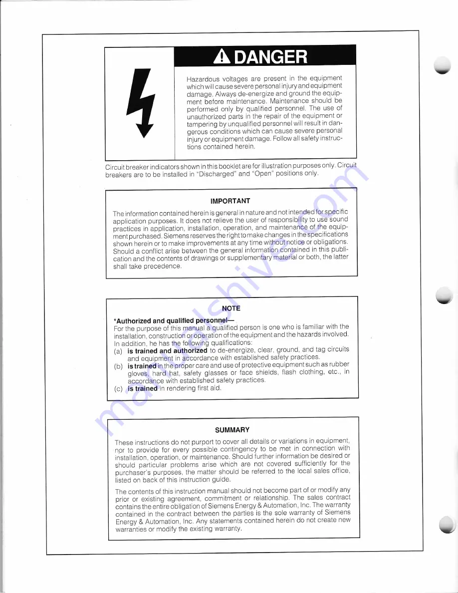 Siemens Static Trip III Instruction Manual Download Page 2