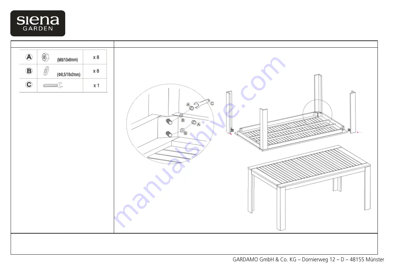 siena GARDEN Paleros Table 120.527 Скачать руководство пользователя страница 2