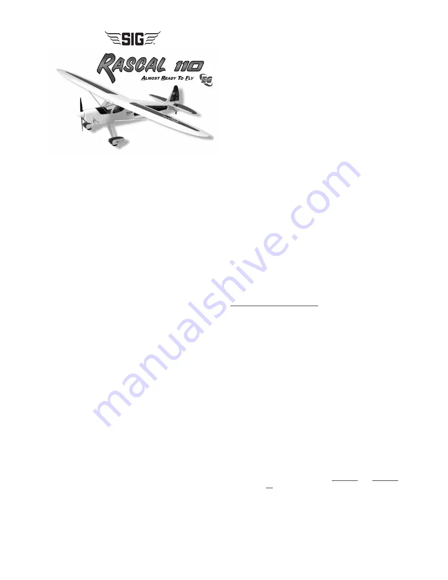 SIG RASCAL 110 EG ARF Assembly Manual Download Page 2