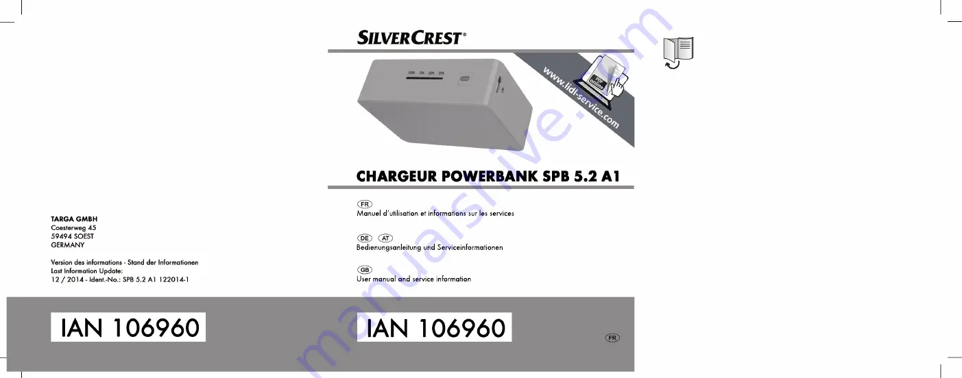 Silvercrest 106960 User Manual And Service Information Download Page 1