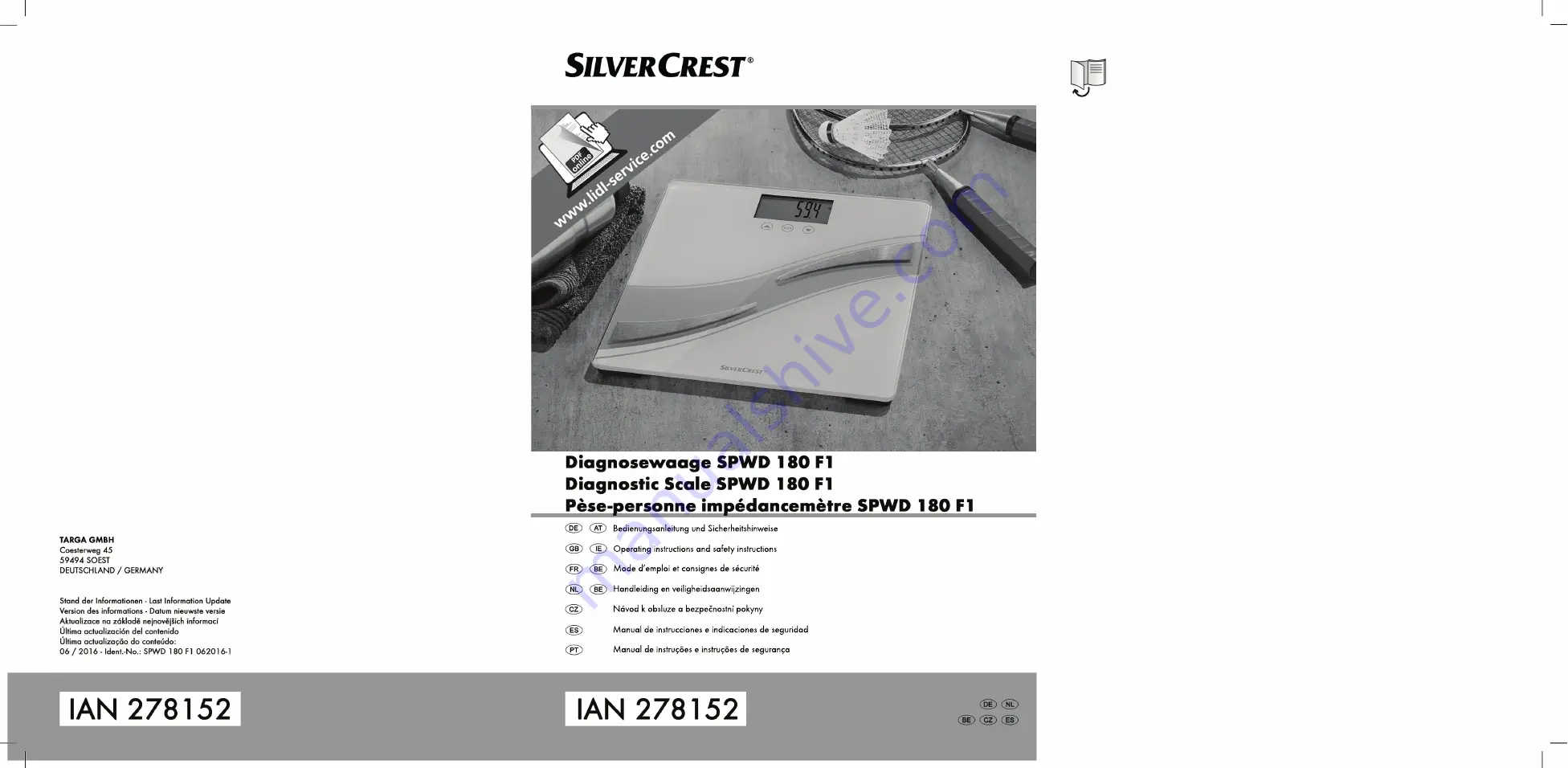 Silvercrest 278152 Operating And Safety Instructions Manual Download Page 1