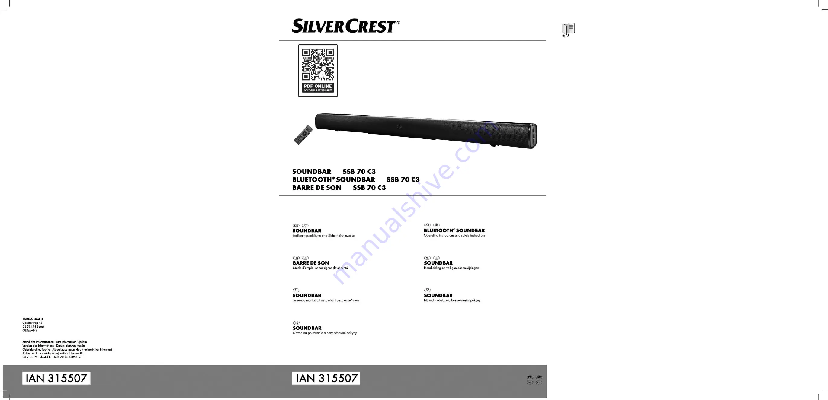 Silvercrest 315507 Operating Instructions And Safety Instructions Download Page 1