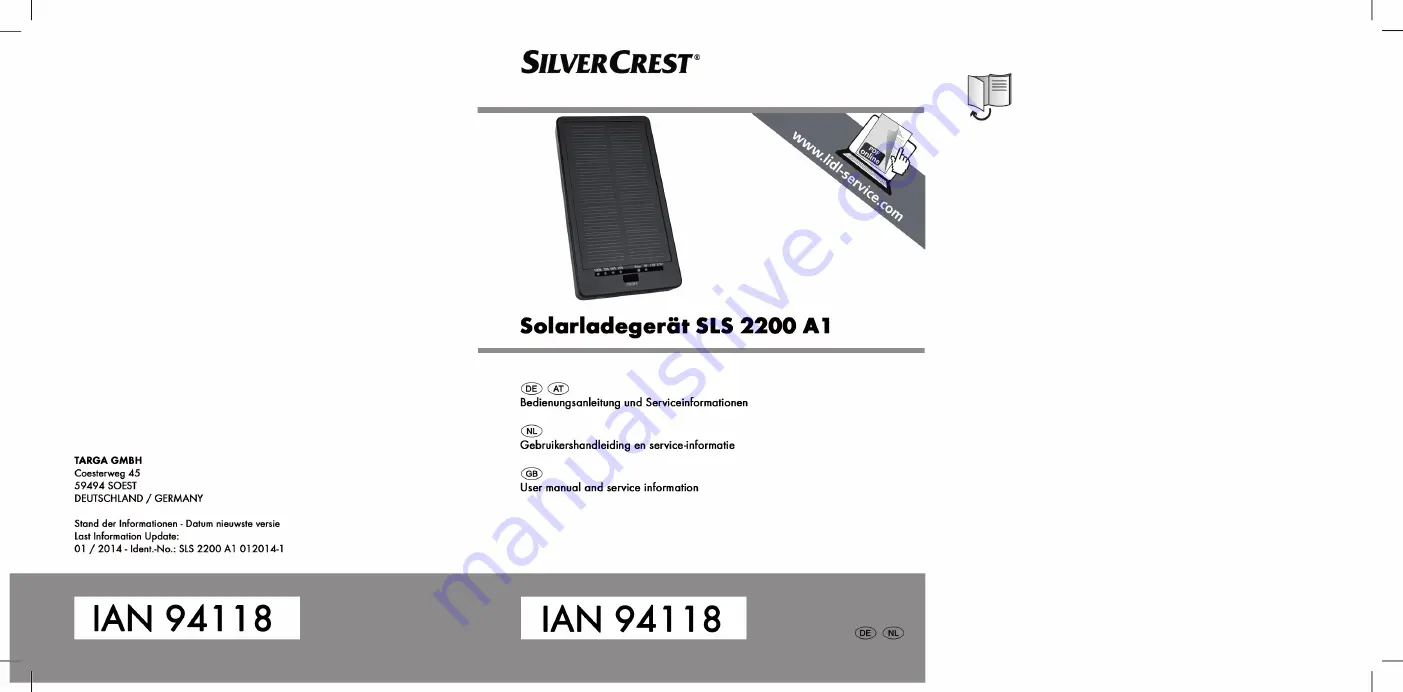 Silvercrest 94118 User Manual And Service Information Download Page 1