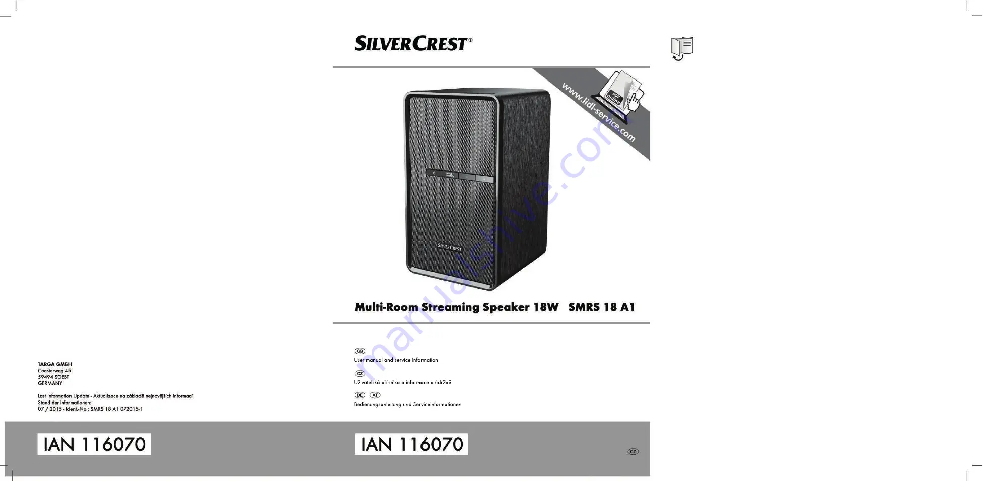 Silvercrest SMRS 18 A1 User Manual And Service Information Download Page 1