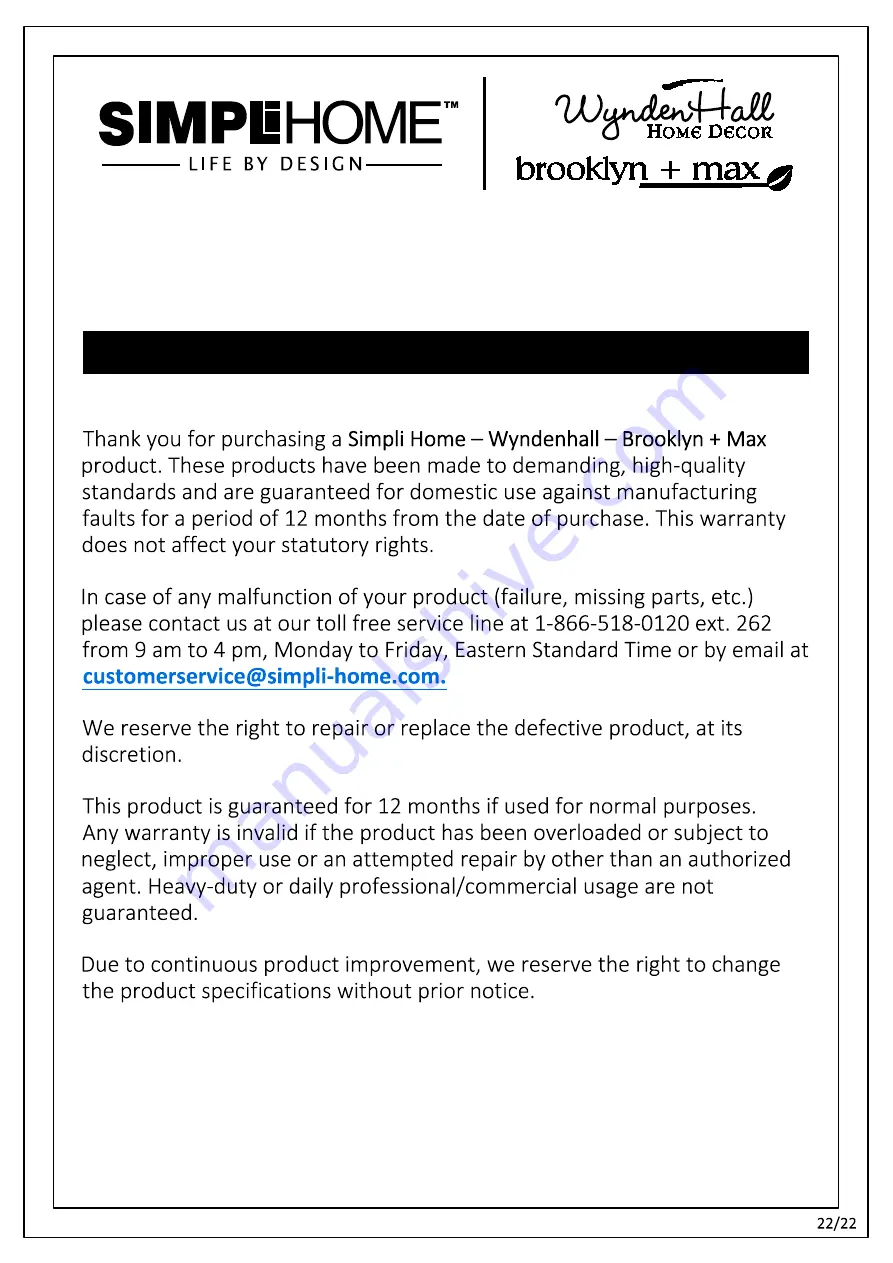 Simpli Home WyndenHall brooklin+max 3AXCHRP-07 Assembly Instructions Manual Download Page 22