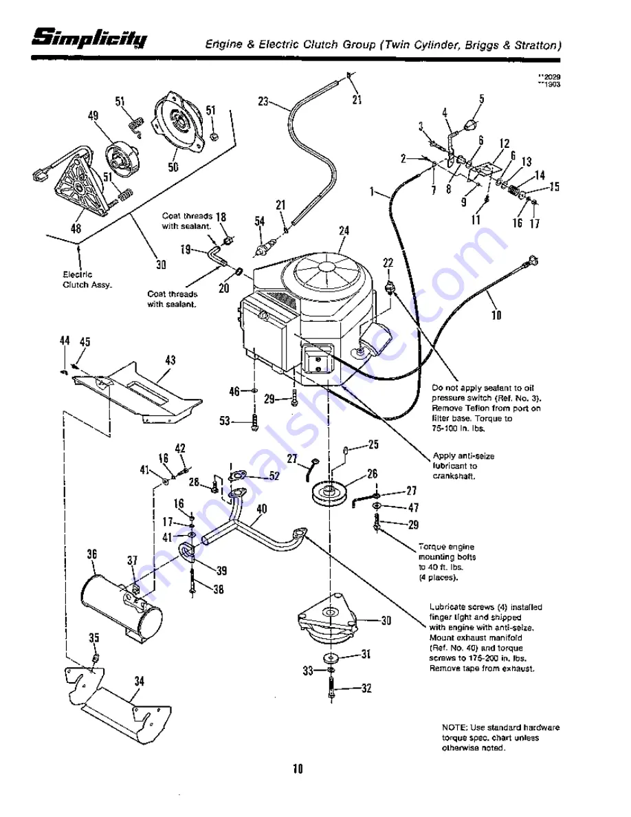 Simplicity 12.5 LT Parts Manual Download Page 12