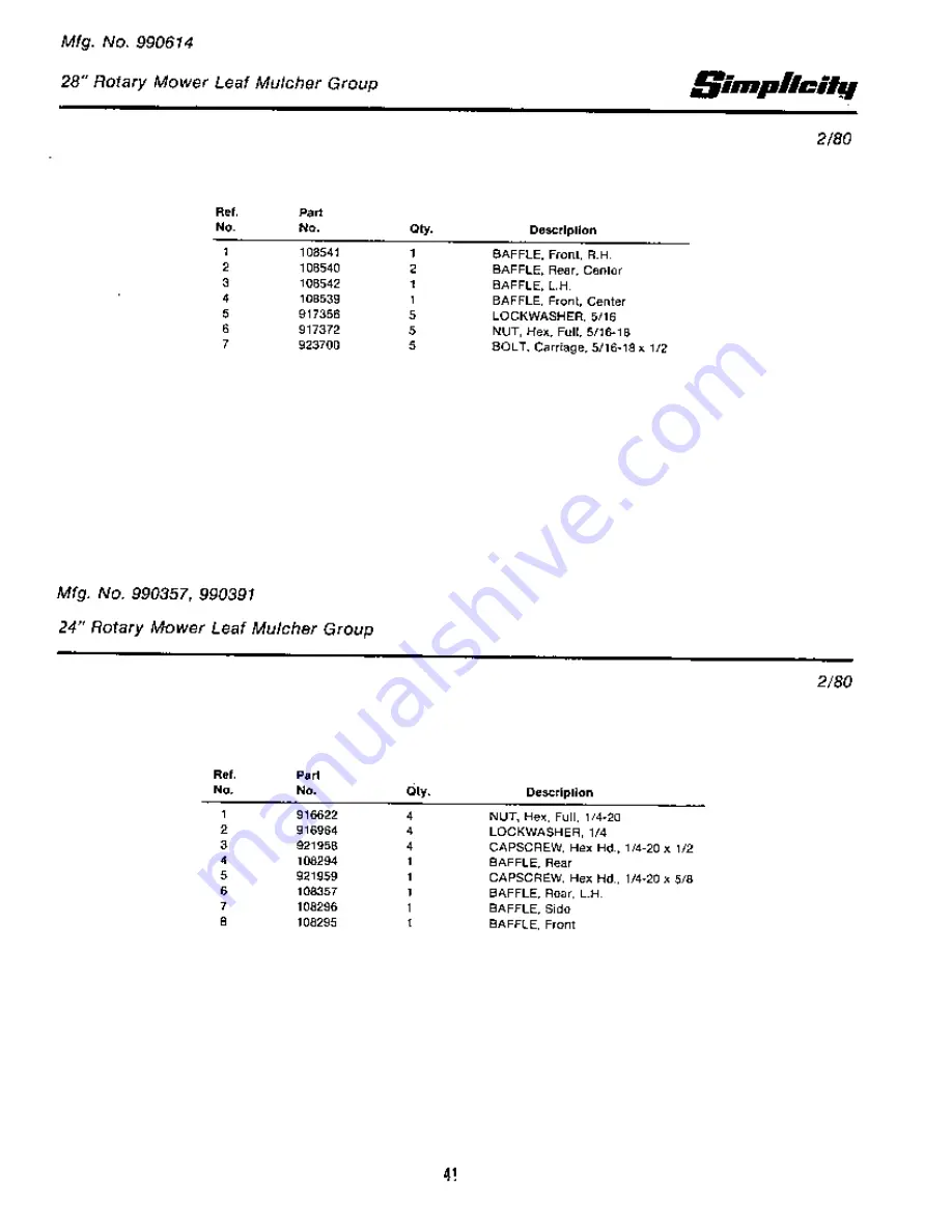 Simplicity Rear Engine Riders Parts Manual Download Page 121