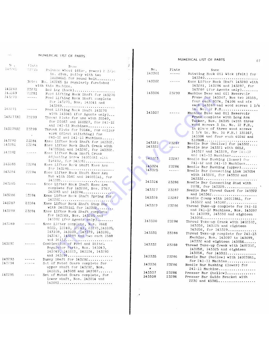 Singer 241-11 Parts List Download Page 24