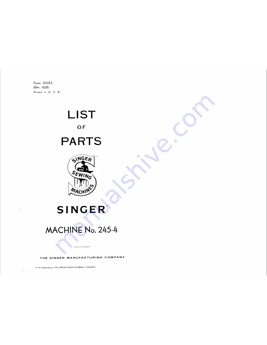 Singer 245-4 Parts List Download Page 2