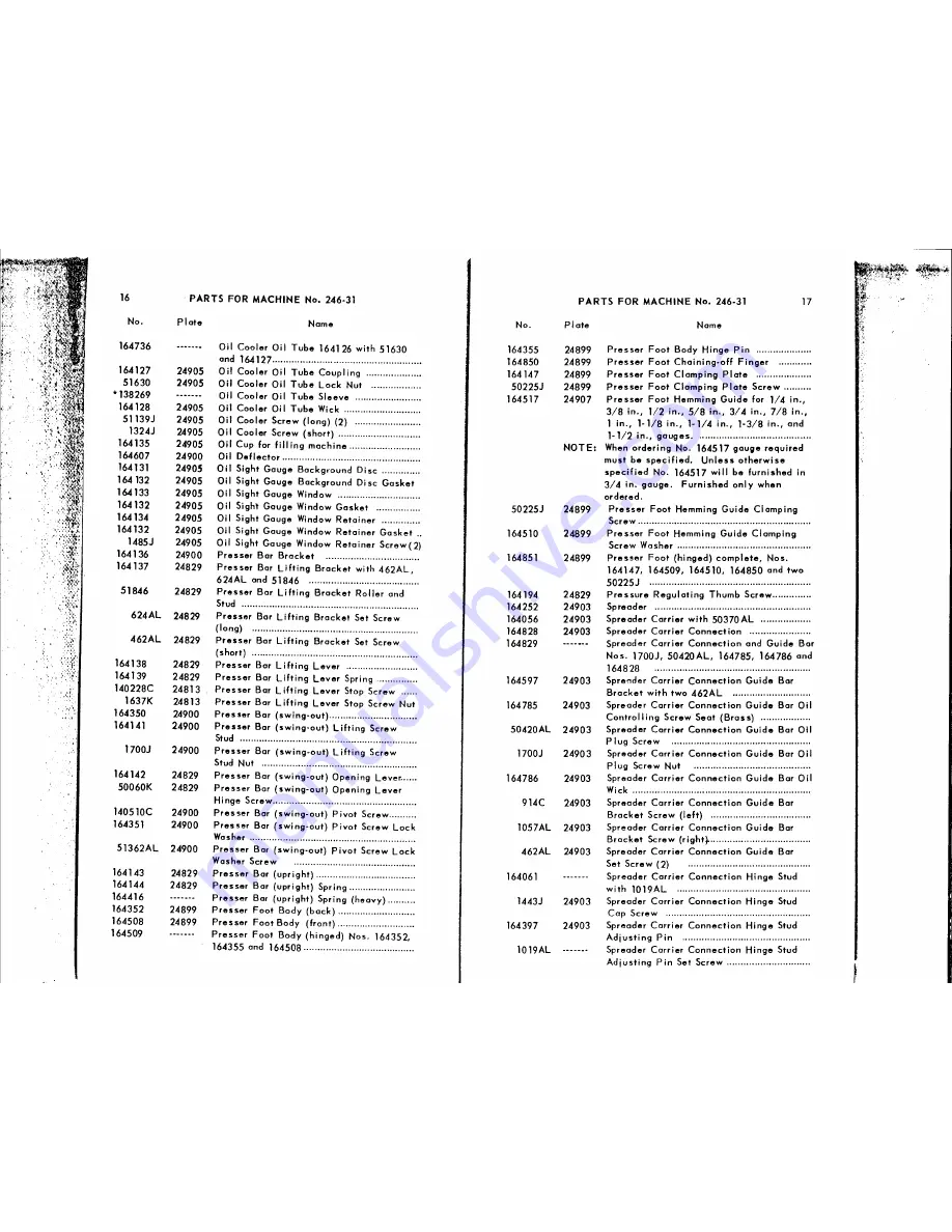 Singer 246-31 Parts List Download Page 7