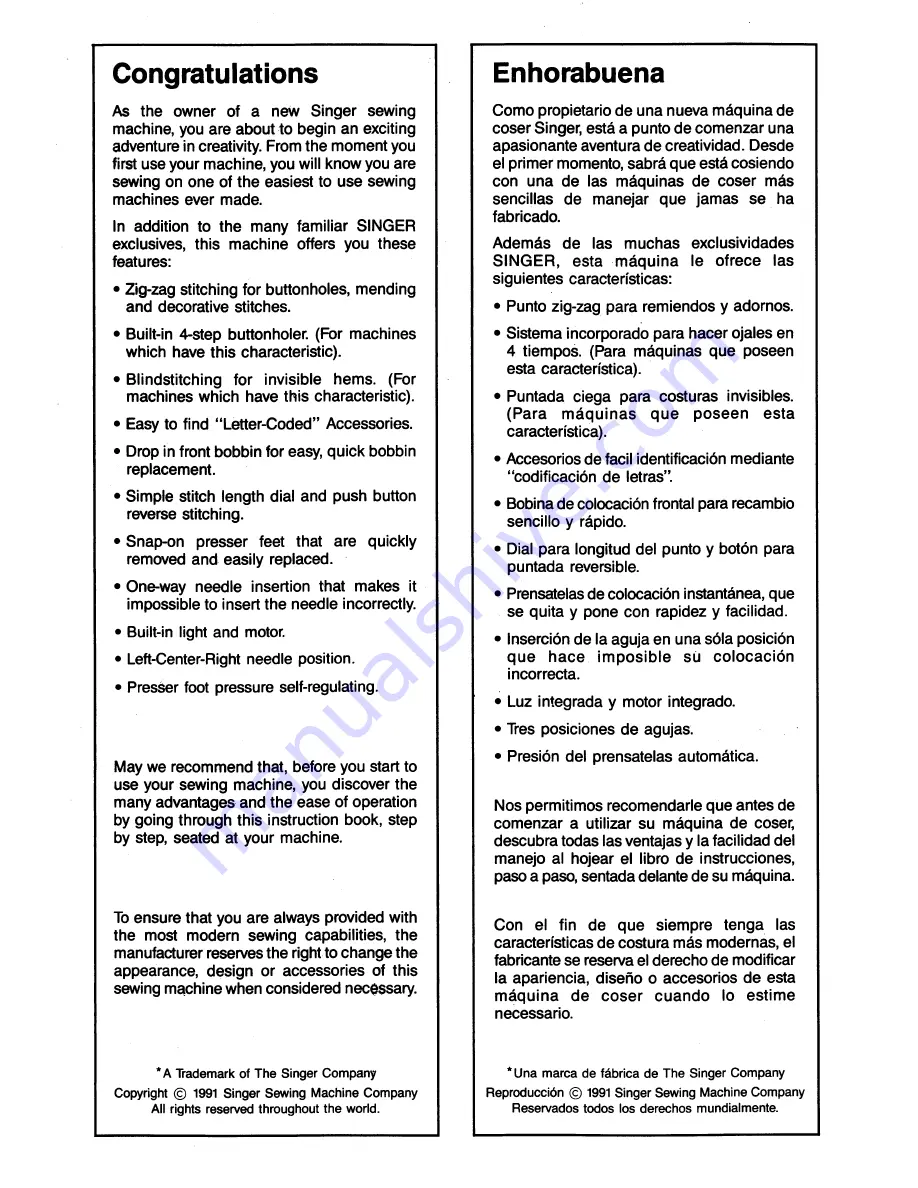 Singer 2502 User Manual Download Page 4