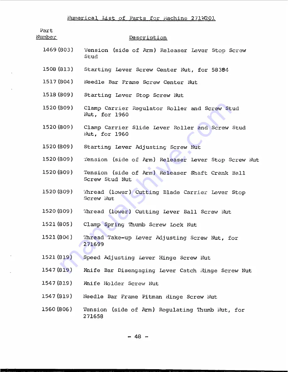 Singer 271W201 Parts List Download Page 51