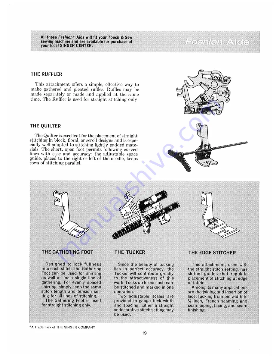 Singer Touch & Sew 600E Instructions For Using Manual Download Page 21