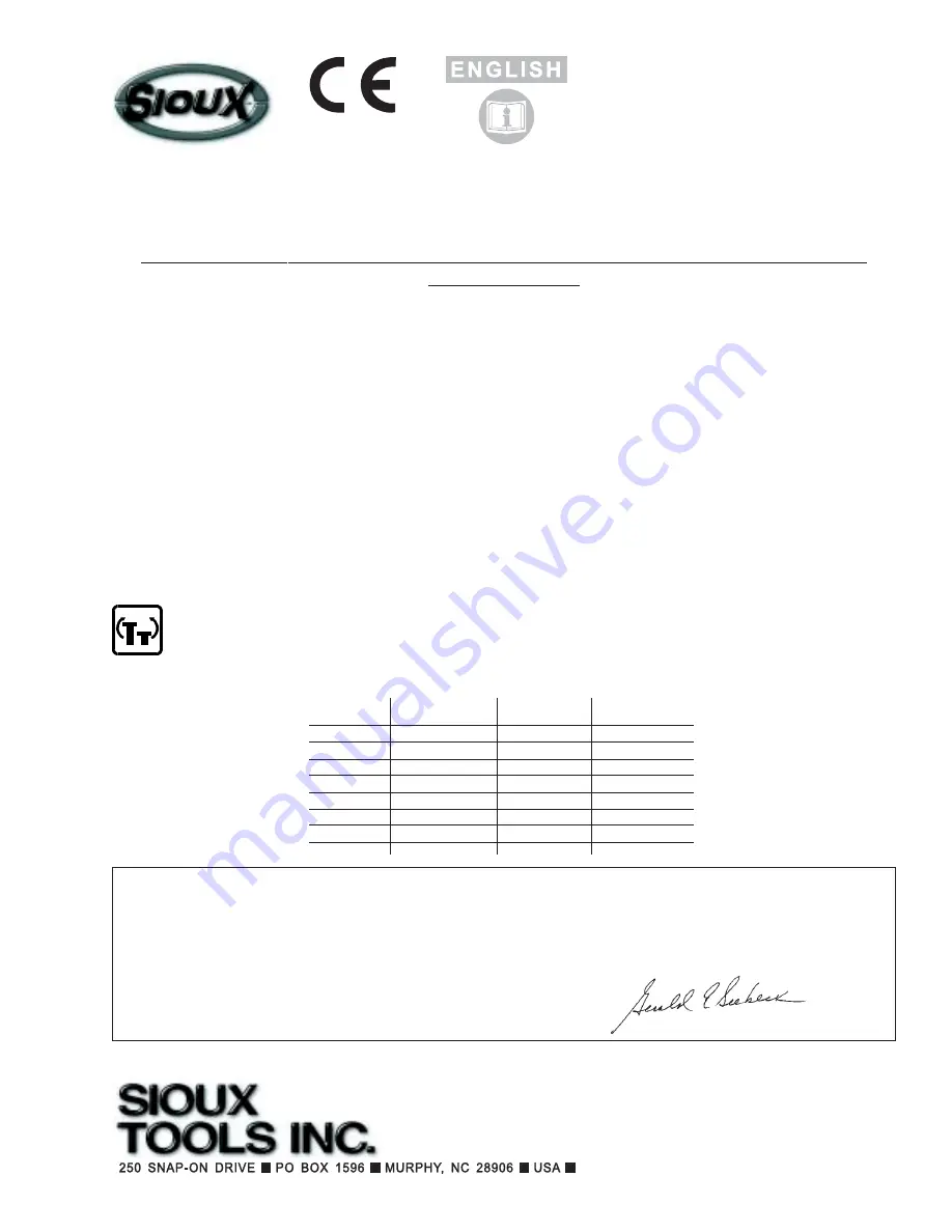 Sioux Tools 1449ESR Instructions And Parts List Download Page 1