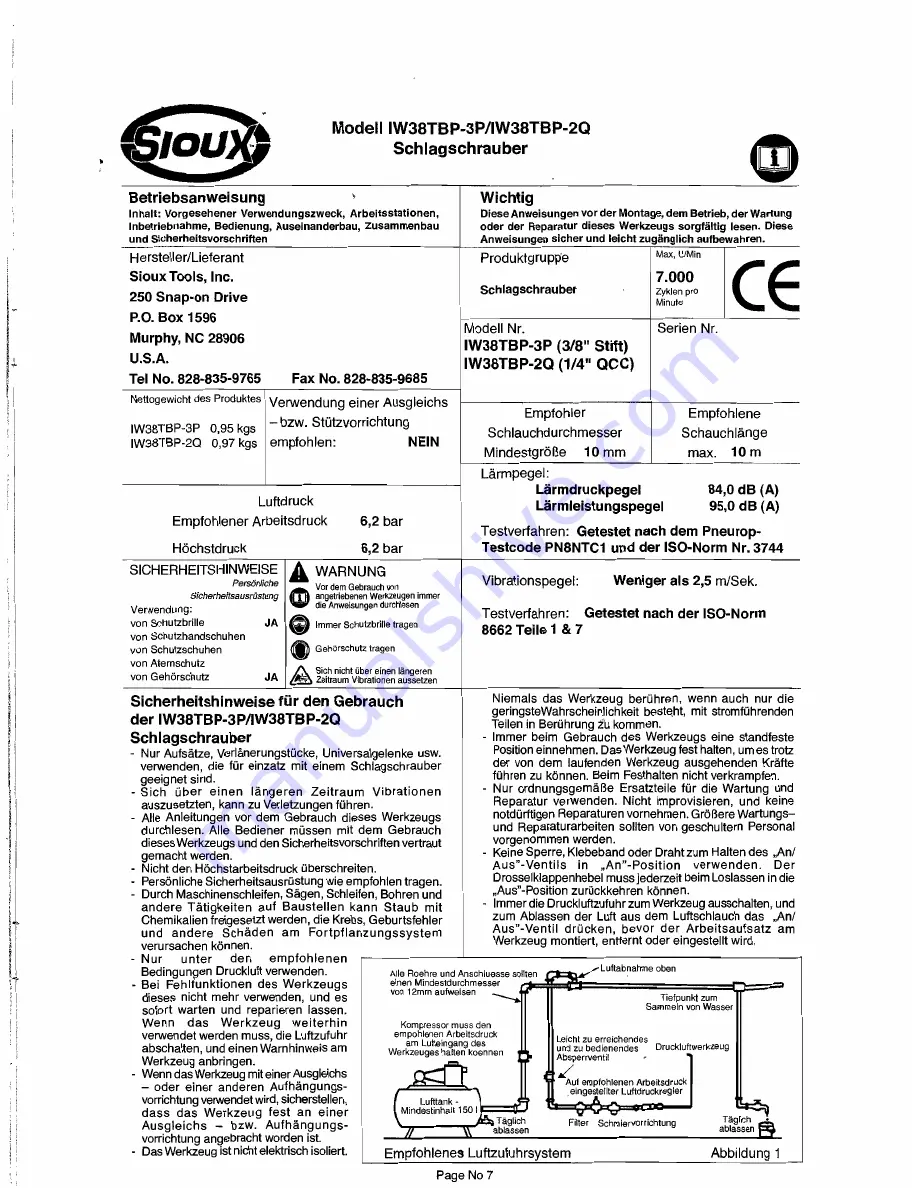 Sioux Tools IW38TB P-3P Скачать руководство пользователя страница 7