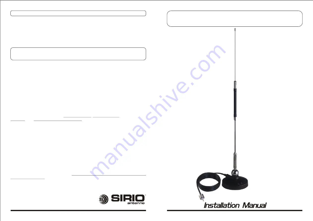 Sirio Antenne MINI MAG 27 Скачать руководство пользователя страница 1