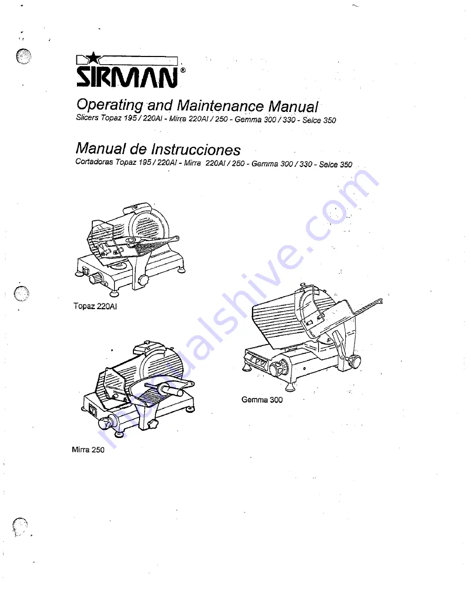 Sirman Gemma 300 Operating And Maintenance Manual Download Page 1